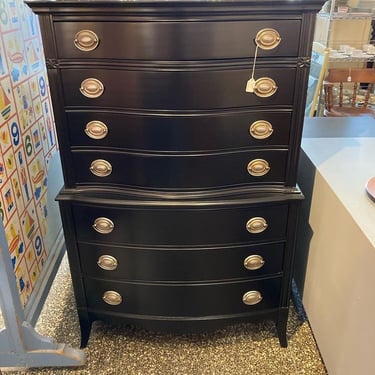 Black painted tall chest of drawers. 36.5” x 19” x 56.5”