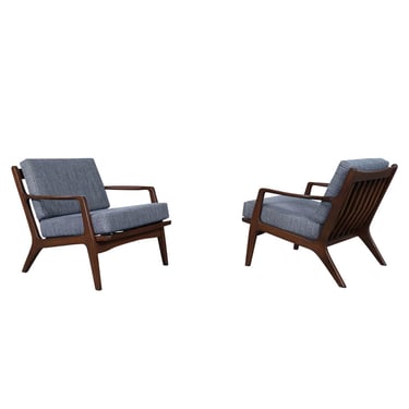 Mid Century Walnut Lounge Chairs by Ib Kofod Larsen for Selig
