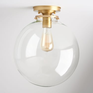 Orb Lighting Fixture - Clear Glass - Shade - Ceiling Light - Entry Way Decor 