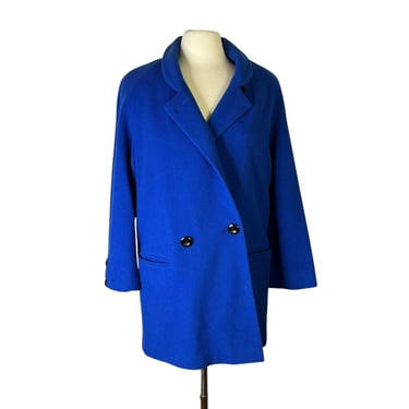 Vintage Britanny USA Made Vibrant Royal Blue Wool Classic Overcoat Coat Jacket 