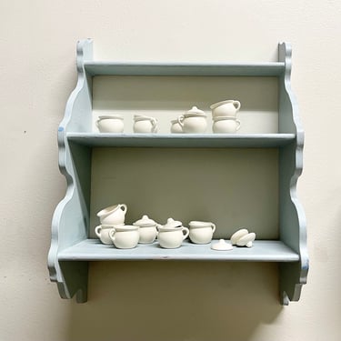 Light Blue Wood Wall Shelf | Curvy Open Shelving Curio Shelf | Hanging Shelf | Bathroom Shelf | Small Wood Shelf | Shelves Robins Egg Blue 