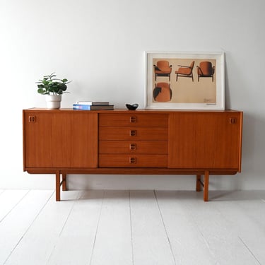 Vintage IKEA Korsør Teak Sideboard with Drawers and Sliding Doors, Scandinavian Design 1960s 