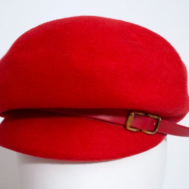 COLLECTORS ITEM - Awesome Vintage 60s Red Mod Newsboy Cap 
