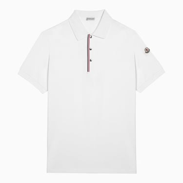 Moncler White Cotton Polo Shirt With Logo Men