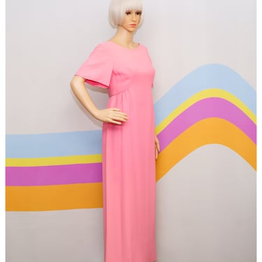 Vintage 1960s Pink Maxi Dress by Emma Domb | Small / Medium 