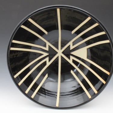 Serving Bowl - Black and Beige Patterned 