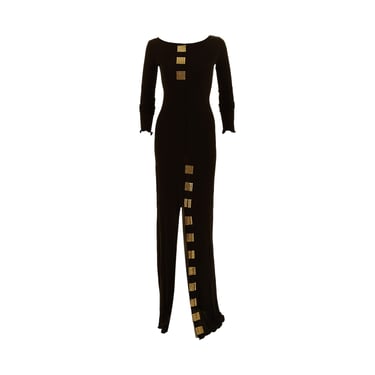 Fendi Black Embellished High Slit Gown