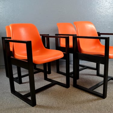 1 of 4 - armchair 70s orange seat shell mid century office chair armchair vintage space age modern retro cube 
