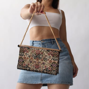 Vintage Chain Strap Tapestry Bag