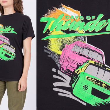 1990 Days Of Thunder Movie T Shirt - Unisex Medium | Vintage 90s Black NASCAR Neon Sports Car Graphic Promo Tee 