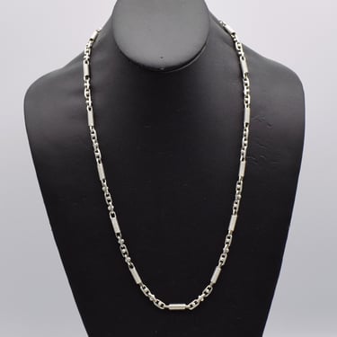 90's sterling Monte Carlo biker chain, edgy Italy 925 silver industrial springs rocker necklace 