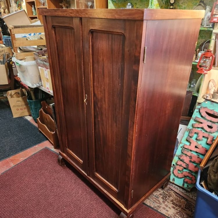 Two Door Mahogany Stain Bureau. Lots of Drawers! 46x20x66" tall.