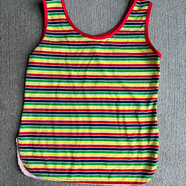 Multiple Sizes, 1970s Striped Polyester Tank Top, Summer, Roller Rink 