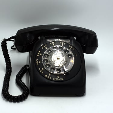 vintage Black Rotary Desk Phone 