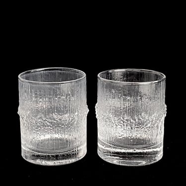 Vintage Mid Century Modern PAIR of Art Glass Glasses IITTALA Tapio Wirkkala NIVA Design Finland Designer Ice Texture Finnish Design 