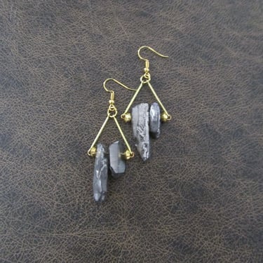 Raw quartz silver crystal earrings 
