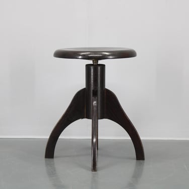 1950s Piano Adjustable Wooden Stool, Czechoslovakia 