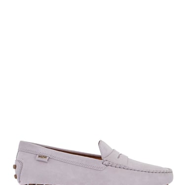 Tod's Light Grey Suede Leather Driving Moccasin Women