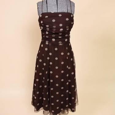 Brown Y2K Polkadot Mesh Dress By Jessica Howard