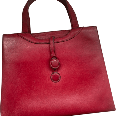 60s Red Leather Handbag Top Handle Bag