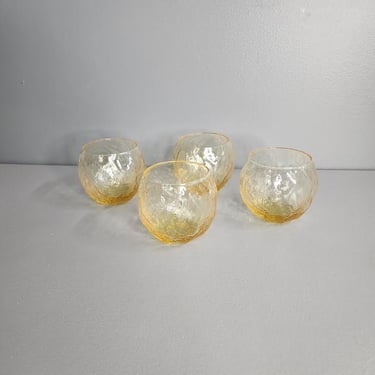 Set of 4 Yellow Gold Seneca Driftwood Drinking Roly Poly Glasses 