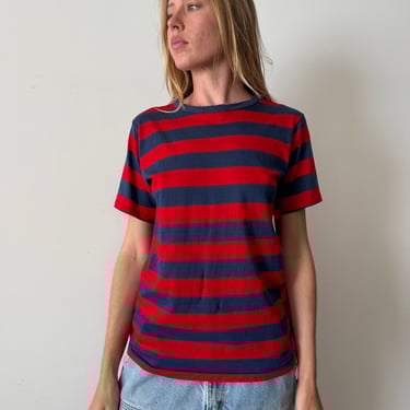 50s/60s Blue &amp; Red Striped Tee