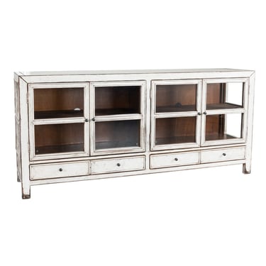White Sideboard Cabinet with Glass Doors by Terra Nova Designs Los Angeles 