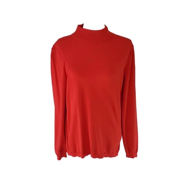 Talbot Red Sweater Pull Over Blended Cotton Stretchy Light Comfy Mock Turtle Neck L 