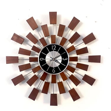 Vintage George Nelson Starburst Clock - Black and Silver - Wall Clock 