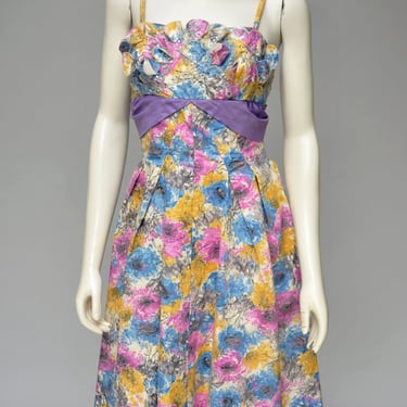 vintage 1950s Emma Domb floral party dress S/M 
