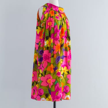 Fantastic 1960's Flower Power Trapeze Dress / Medium