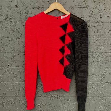 Red & Black Angora Sweater