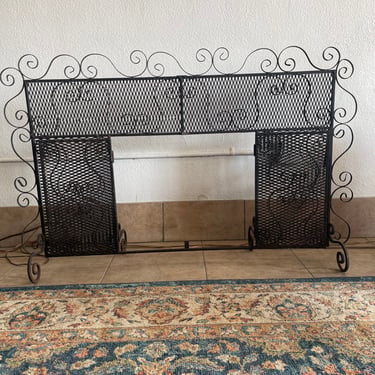 Vintage Wrought Iron Freestanding Fire Screen