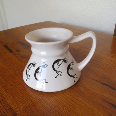 Vintage Ceramic Travel Mug Wide Base Non Slip 10 fl oz. Belly Mug Southwest Tribal Kokopelli 