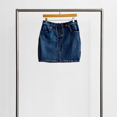 Lace Up Denim Mini Skirt