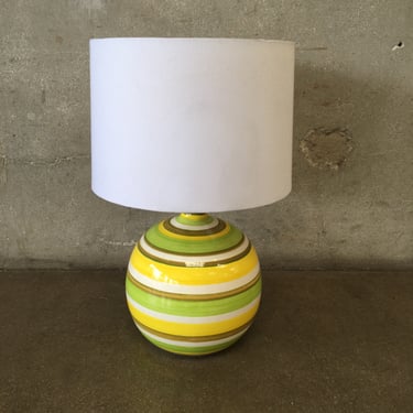 Colorful Striped Ceramic Ball Table Lamp