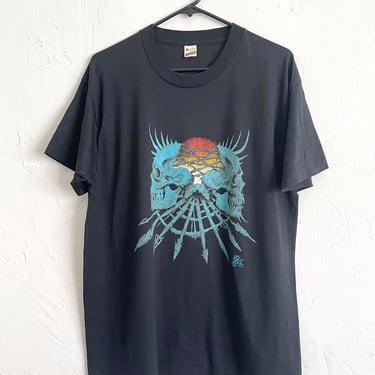 Vintage Paper Thin Skull and Barbed Wire Tee 