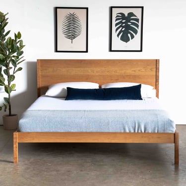 Modern Simple Platform Bed / Solid Wood Platform Bed / Solid Cherry Platform Storage Bed Options 