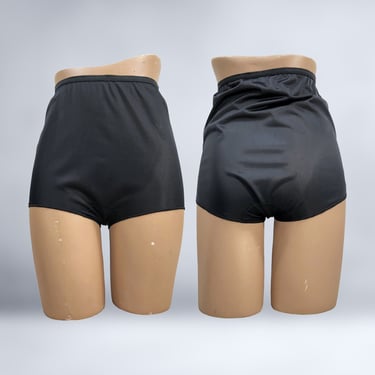 VINTAGE 50s Black Full Cut Nylon Panties By Short Stories Lorraine Sz 7 | 1950s Double Nylon Mushroom Gusset Granny Panty Underwear | VFG 