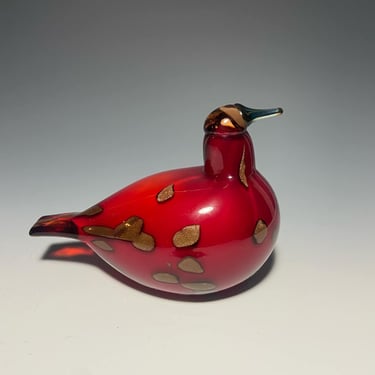 20th Century- Oiva Toikka Finland (1931-2019 ) Art Glass Figurine, Hand Blown Glass Bird 