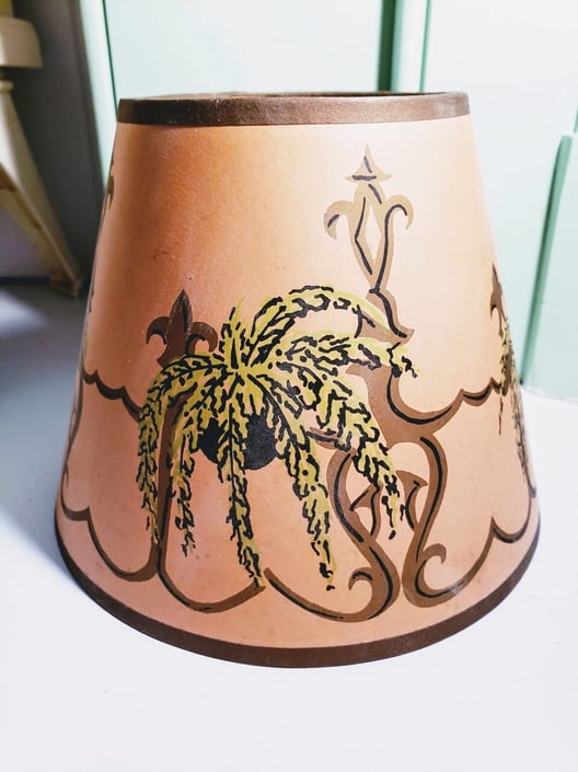 vintage clip on lamp shade 1950s lighting beige paper hand Old Stuff Vintage Store Saint Petersburg FL