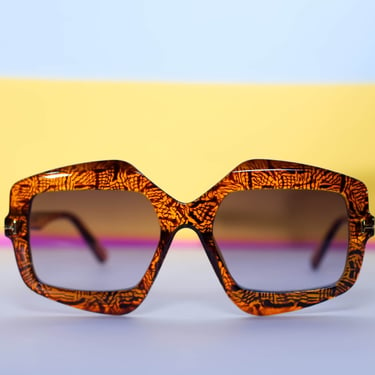 Retro Oversized Brown Angular Sunglasses | Vintage 80s Inspired 