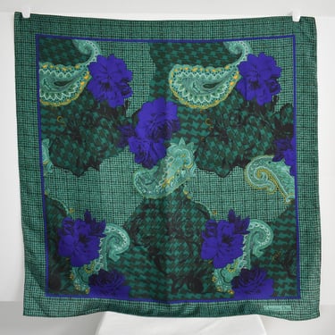 1980s Christian Dior Green Silk Scarf 