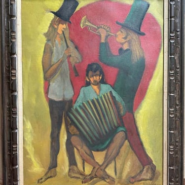 "Three Musicians" Midcentury Oil Painting by Maurice Saint-Lou