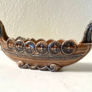 Vintage 60s Wade Porcelain Viking Longboat Ornament 