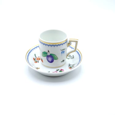 Vintage Italian Fruit Espresso Cup and Saucer 