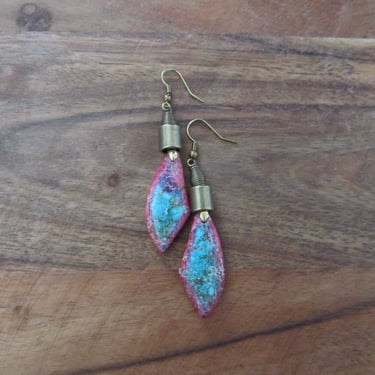 Mosaic pink and blue imperial jasper earrings 