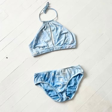 1970s Blue Tie-Dye Bikini Set 
