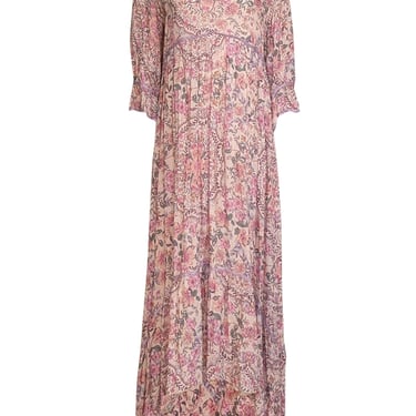 Johnny Was - Light Pink & Multicolor Floral Print Dress Sz M