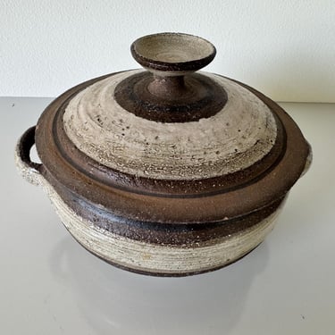 Vintage Organic Studio Pottery Lidded Pot by Masy 